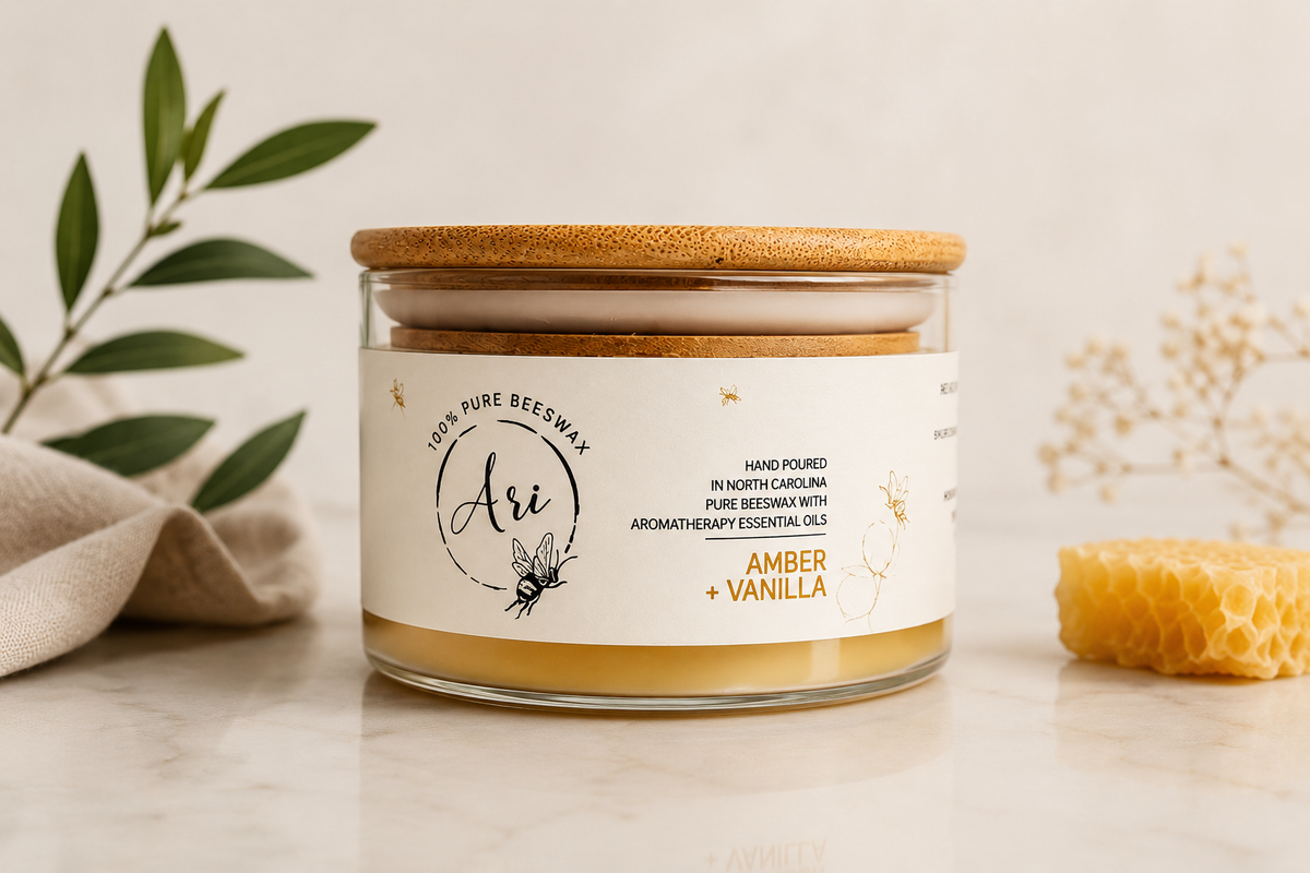 Amber Vanilla Beeswax Candle |8 oz