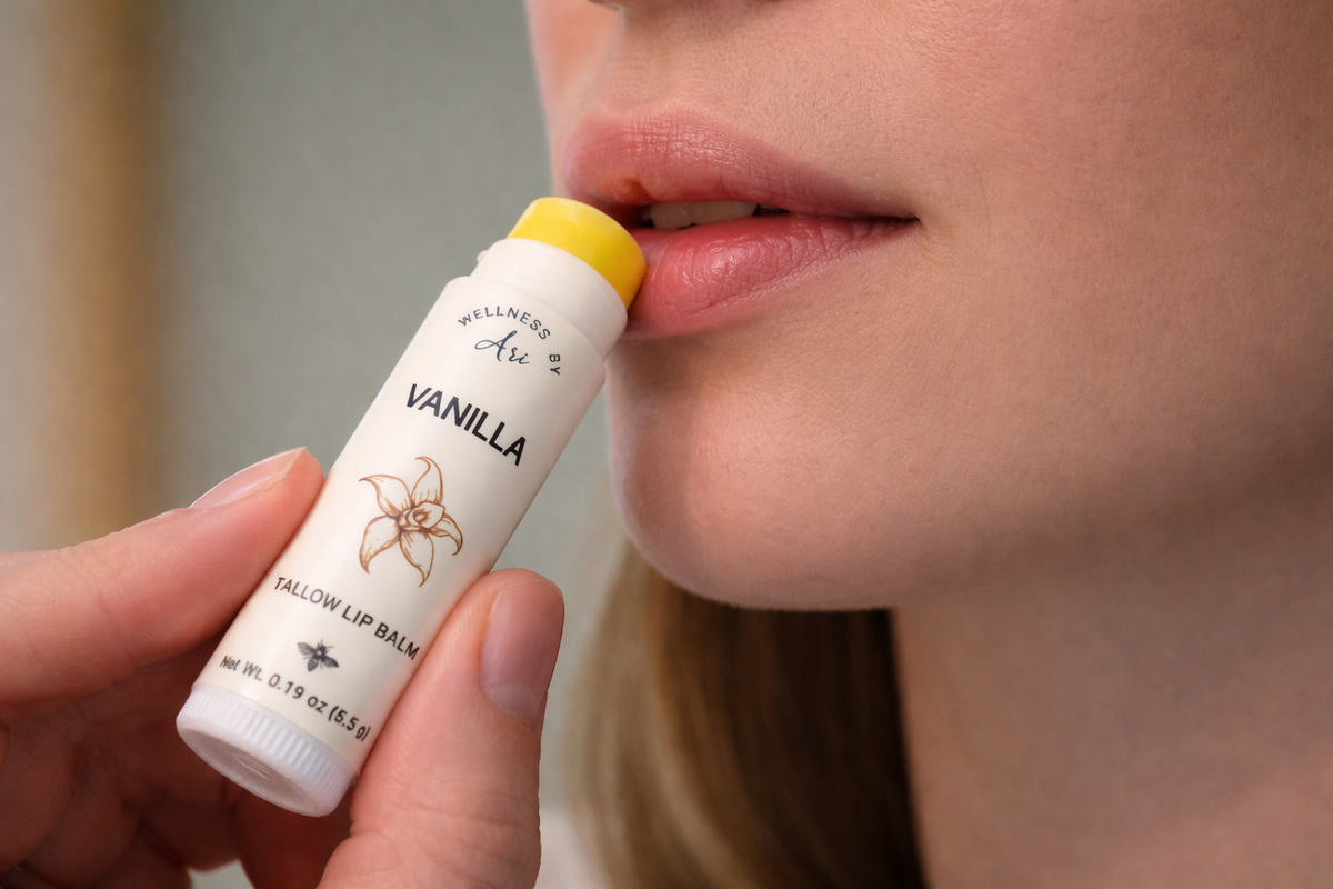 Tallow Lip Balm – Natural Beeswax Lip Balm for Dry Lips | Vanilla, Chocolate Peppermint, Unscented