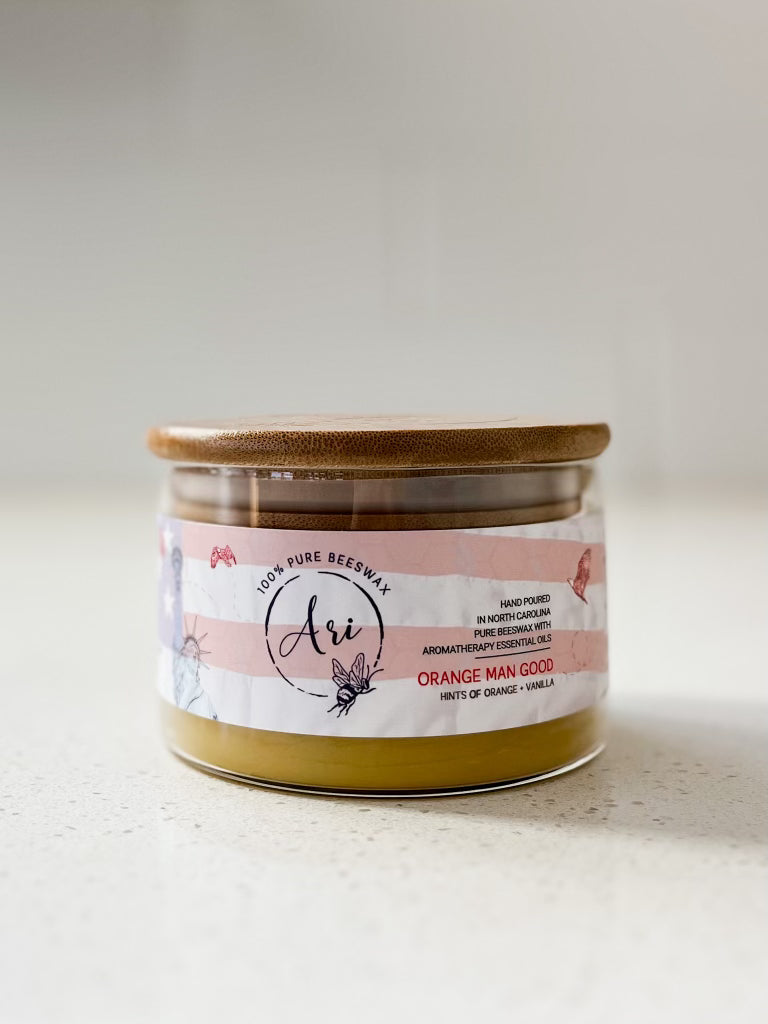 Orange man Beeswax Candle |8 oz