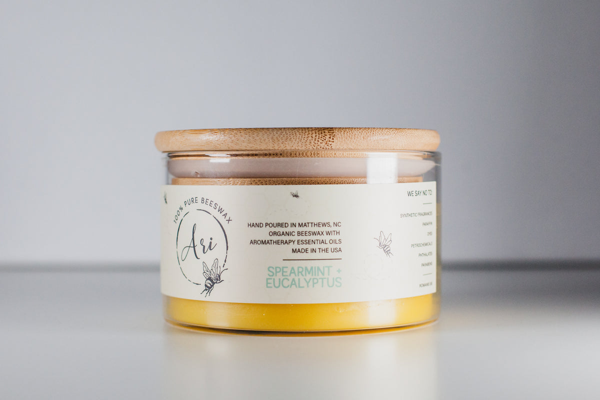 Spearmint Eucalyptus Beeswax Candle |8 oz