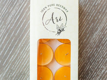 Load image into Gallery viewer, 100% Pure Beeswax Tea light candles with hemp wicks | Set of 10