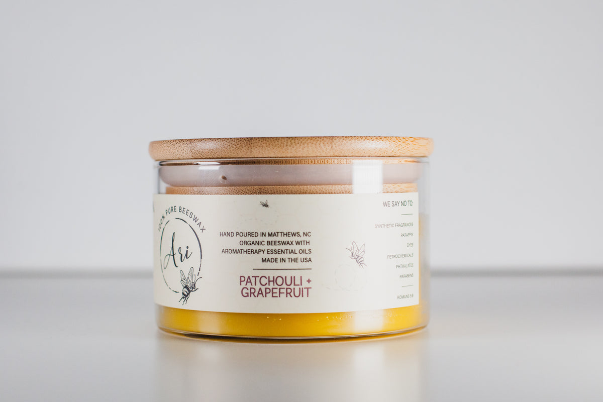 Patchouli + Grapefruit Beeswax Candle |8 oz