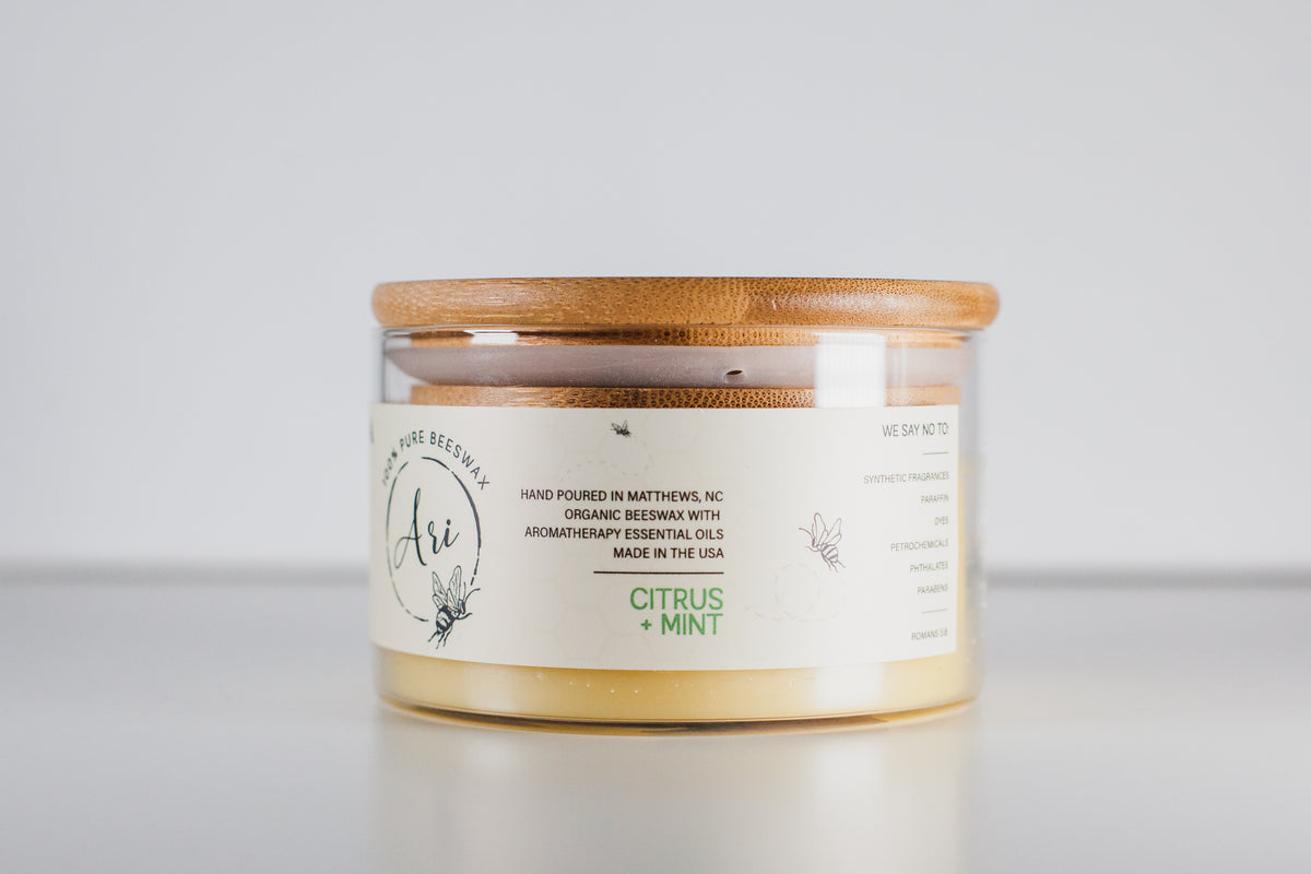 Citrus + Mint Beeswax Candle |8 oz
