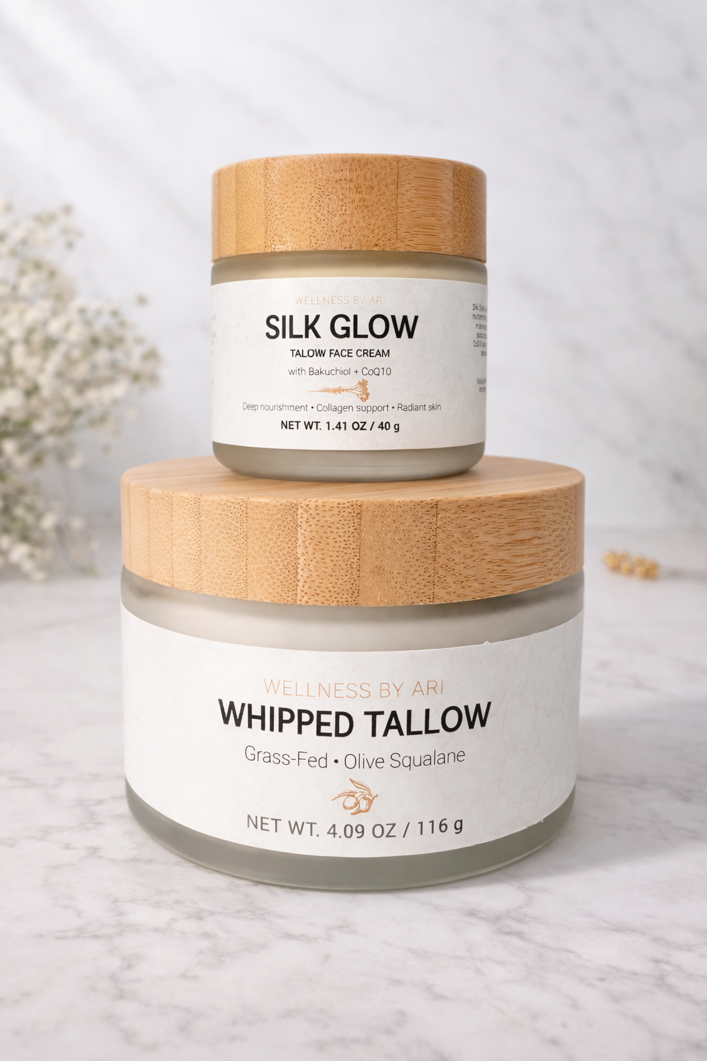 Whipped tallow with Squalane.