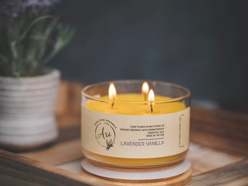 Lavender Vanilla Beeswax Candle |8 oz