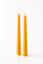 Load image into Gallery viewer, 100% Pure Beeswax Taper Candles Set of 2- 10” Tapers