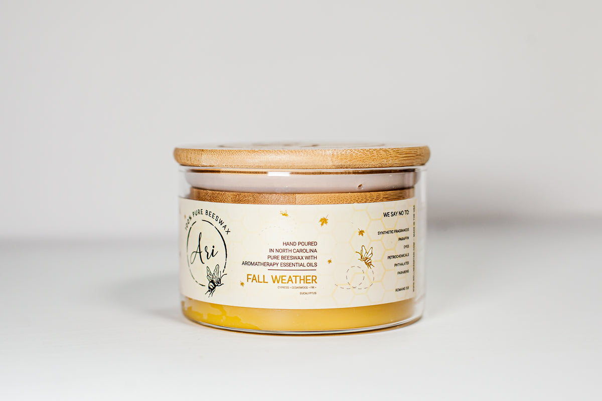 Fall Weather Beeswax Candle |8 oz