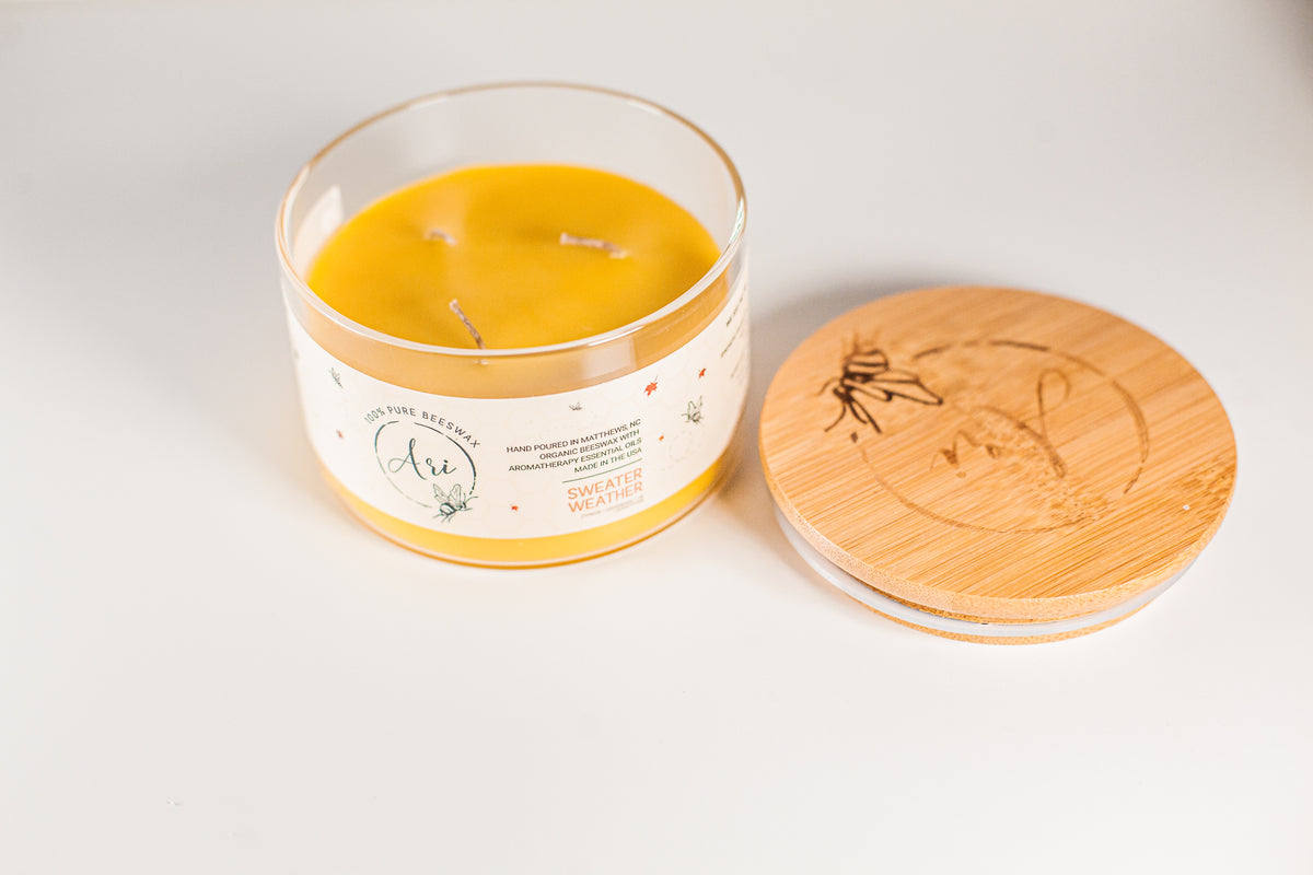 Fall Weather Beeswax Candle |8 oz
