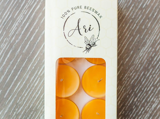 100% Pure Beeswax Tea light candles with hemp wicks | Set of 10