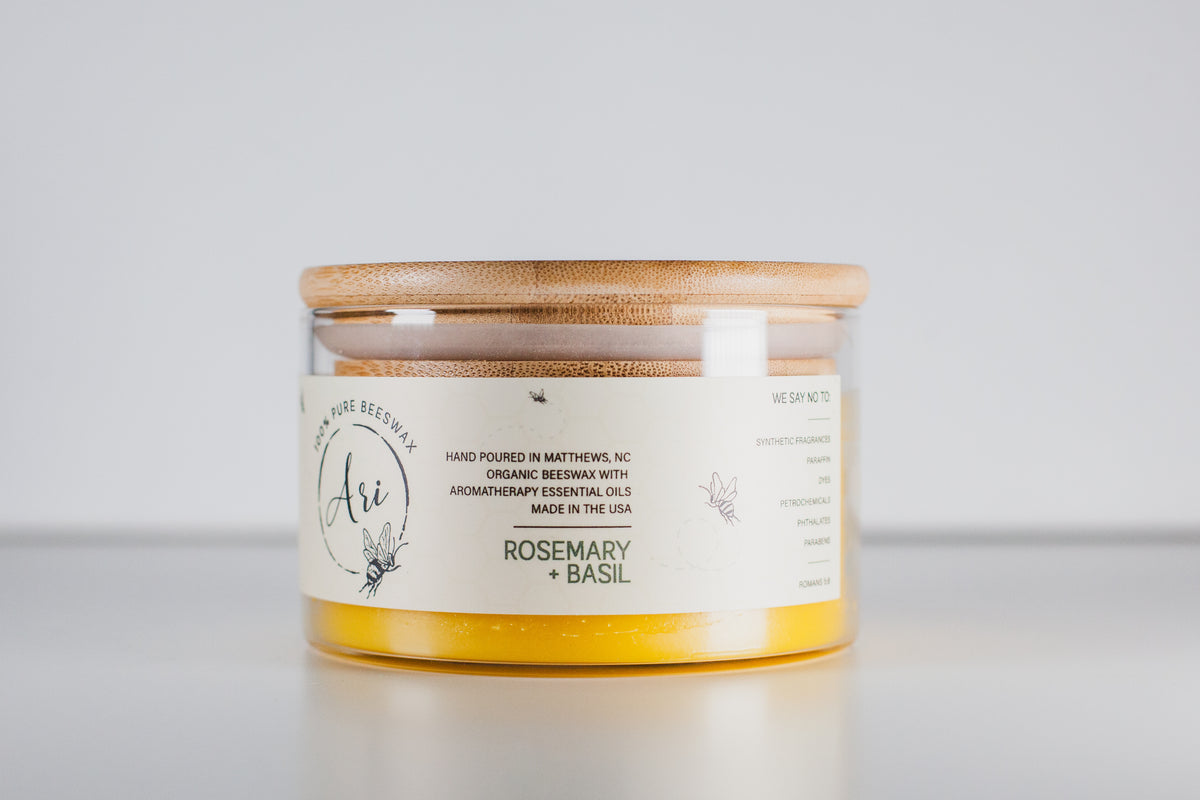 Rosemary Basil Beeswax Candle |8 oz